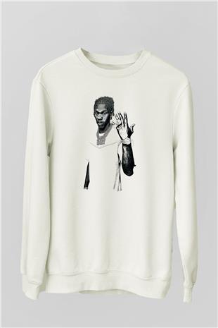Lil Baby Baskılı Beyaz Unisex Sweatshirt