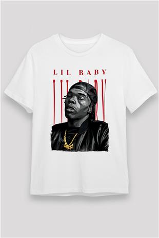 Lil Baby Baskılı Unisex Beyaz Tişört - Tshirt