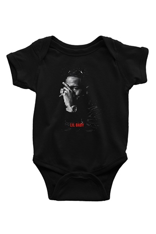 Lil Baby Baskılı Unisex Siyah Bebek Body - Zıbın
