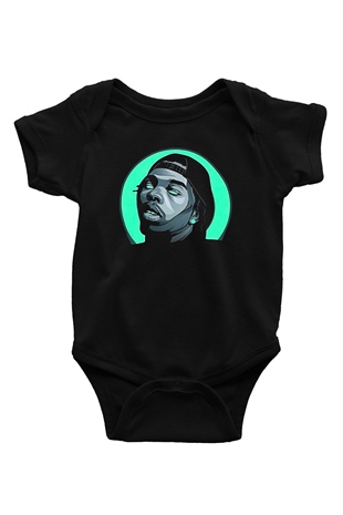 Lil Baby Baskılı Unisex Siyah Bebek Body - Zıbın