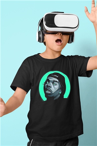 Lil Baby Baskılı Unisex Siyah Çocuk Tişört - Tshirt