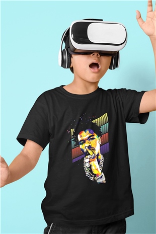 Lil Baby Baskılı Unisex Siyah Çocuk Tişört - Tshirt