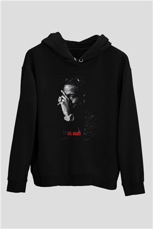 Lil Baby Baskılı Unisex Siyah Hoodie