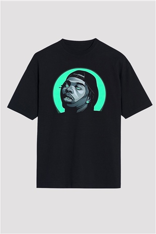 Lil Baby Baskılı Unisex Siyah Oversize Tişört - Tshirt