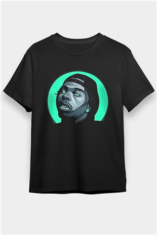 Lil Baby Baskılı Unisex Siyah Tişört - Tshirt