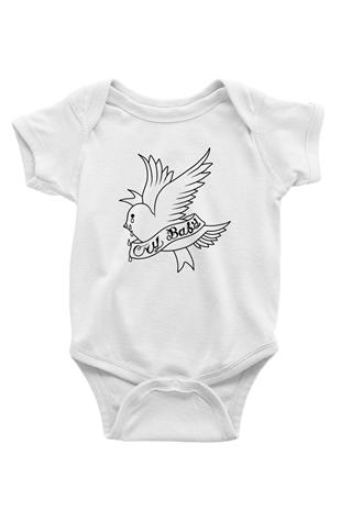 Lil Peep Baskılı Beyaz Unisex Bebek Body - Zıbın
