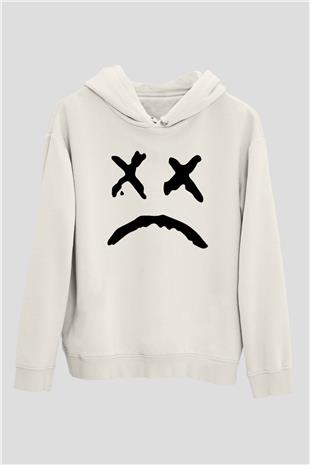 Lil Peep Baskılı Beyaz Unisex Kapüşonlu Sweatshirt