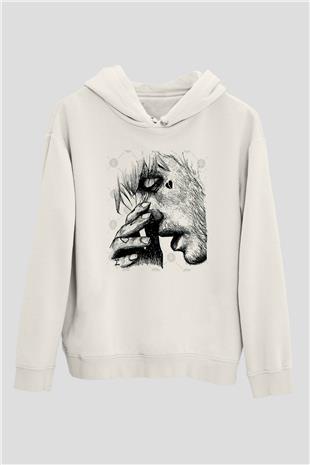Lil Peep Baskılı Beyaz Unisex Kapüşonlu Sweatshirt