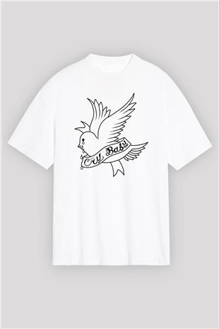 Lil Peep Baskılı Beyaz Unisex Oversize Tişört - Tshirt