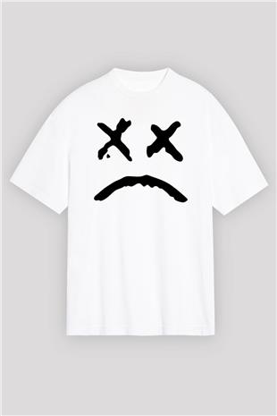 Lil Peep Baskılı Beyaz Unisex Oversize Tişört - Tshirt