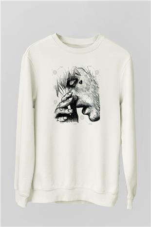 Lil Peep Baskılı Beyaz Unisex Sweatshirt
