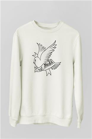 Lil Peep Baskılı Beyaz Unisex Sweatshirt