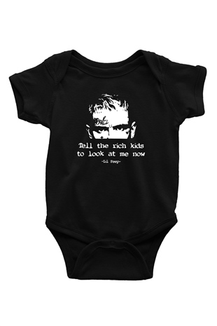 Lil Peep Baskılı Unisex Siyah Bebek Body - Zıbın