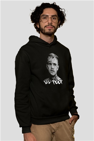 Lil Peep Baskılı Unisex Siyah Hoodie