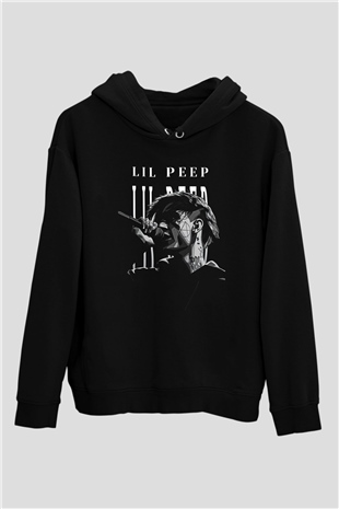 Lil Peep Baskılı Unisex Siyah Hoodie