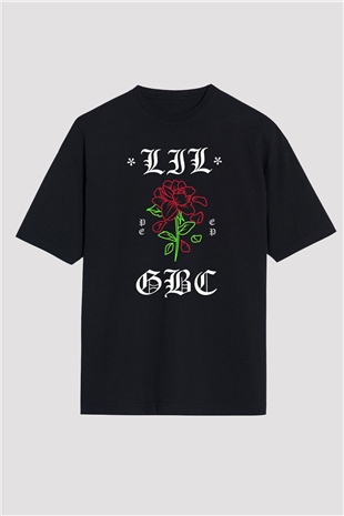 Lil Peep Baskılı Unisex Siyah Oversize Tişört - Tshirt