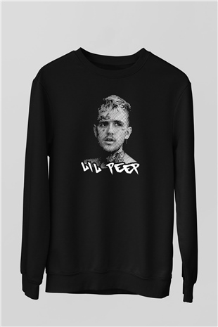 Lil Peep Baskılı Unisex Siyah Sweatshirt