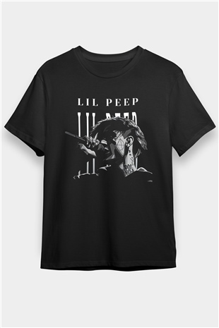 Lil Peep Baskılı Unisex Siyah Tişört - Tshirt