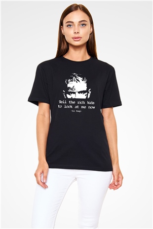Lil Peep Baskılı Unisex Siyah Tişört - Tshirt