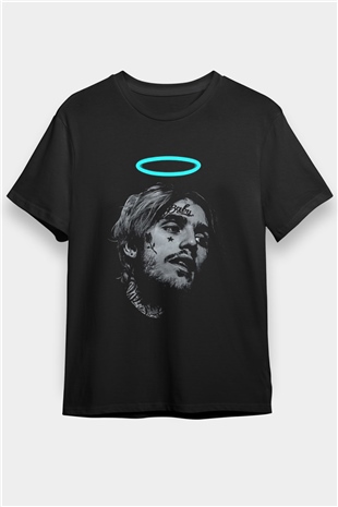 Lil Peep Baskılı Unisex Siyah Tişört - Tshirt