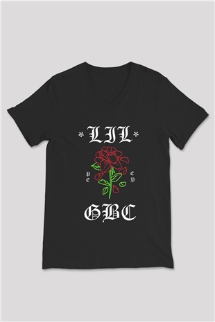 Lil Peep Baskılı Unisex Siyah V Yaka Tişört - Tshirt