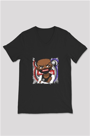 Lil Romeo Baskılı Unisex Siyah V Yaka Tişört