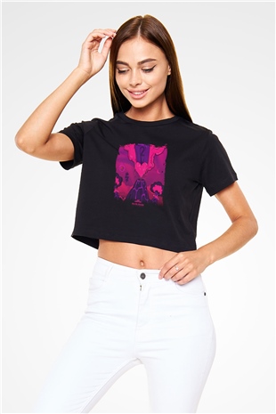 Lil Uzi Vert Baskılı Crop Top Siyah Kadın Tişört