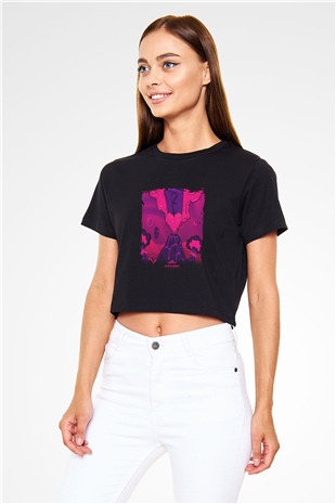 Lil Uzi Vert Baskılı Crop Top Siyah Kadın Tişört