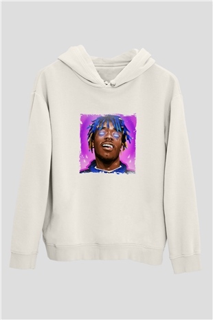 Lil Uzi Vert Baskılı Unisex Beyaz Kapüşonlu Sweatshirt