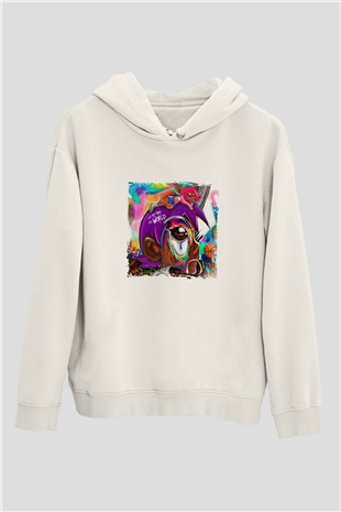Lil Uzi Vert Baskılı Unisex Beyaz Kapüşonlu Sweatshirt
