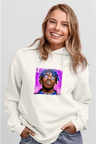Lil Uzi Vert Baskılı Unisex Beyaz Kapüşonlu Sweatshirt