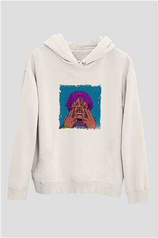 Lil Uzi Vert Baskılı Unisex Beyaz Kapüşonlu Sweatshirt