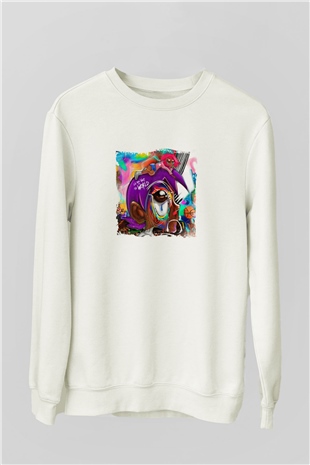 Lil Uzi Vert Baskılı Unisex Beyaz Sweatshirt