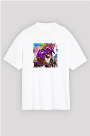 Lil Uzi Vert Baskılı Oversize Beyaz Tişört