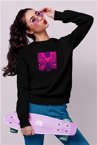 Lil Uzi Vert Baskılı Unisex Siyah Sweatshirt