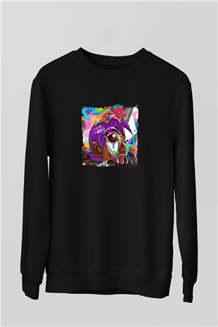 Lil Uzi Vert Baskılı Unisex Siyah Sweatshirt
