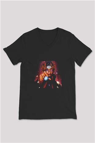 Lil Uzi Vert Baskılı Unisex Siyah V Yaka Tişört