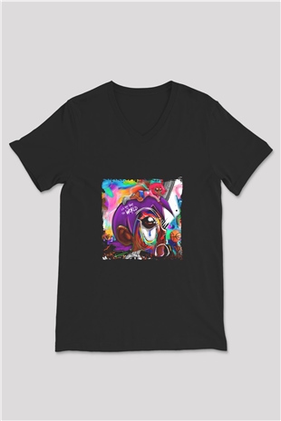 Lil Uzi Vert Baskılı Unisex Siyah V Yaka Tişört