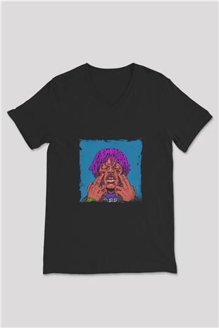 Lil Uzi Vert Baskılı Unisex Siyah V Yaka Tişört