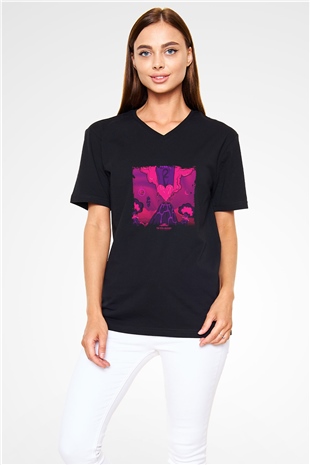 Lil Uzi Vert Baskılı Unisex Siyah V Yaka Tişört