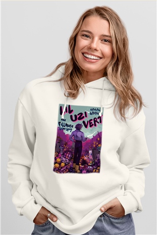 Lil Uzi Vert Beyaz Unisex Kapşonlu Sweatshirt