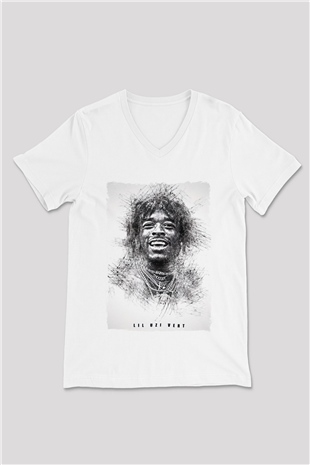 Lil Uzi Vert Beyaz Unisex V Yaka Tişört