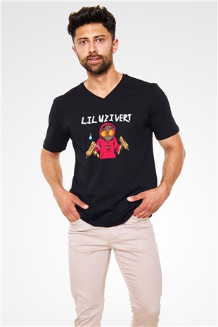 Lil Uzi Vert Siyah Unisex V Yaka Tişört T-Shirt