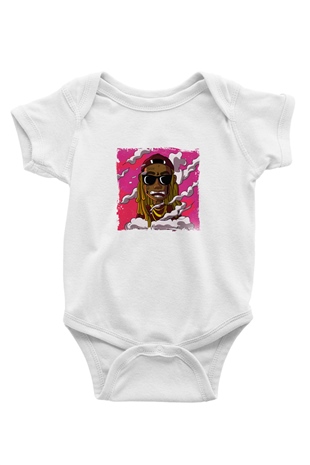 Lil Wayne Baskılı Unisex Beyaz Bebek Body - Zıbın