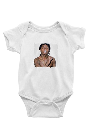 Lil Wayne Baskılı Unisex Beyaz Bebek Body - Zıbın