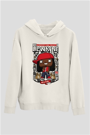 Lil Wayne Baskılı Unisex Beyaz Hoodie