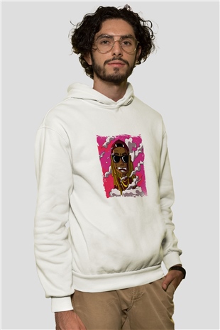 Lil Wayne Baskılı Unisex Beyaz Kapüşonlu Sweatshirt