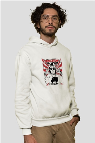 Lil Wayne Baskılı Unisex Beyaz Kapüşonlu Sweatshirt