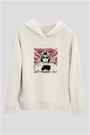 Lil Wayne Baskılı Unisex Beyaz Kapüşonlu Sweatshirt