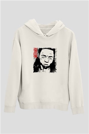 Lil Wayne Baskılı Unisex Beyaz Kapüşonlu Sweatshirt